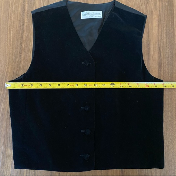 Vintage Black Velvet Waistcoat Tie Back Formal Vest S/M - Picture 3 of 7